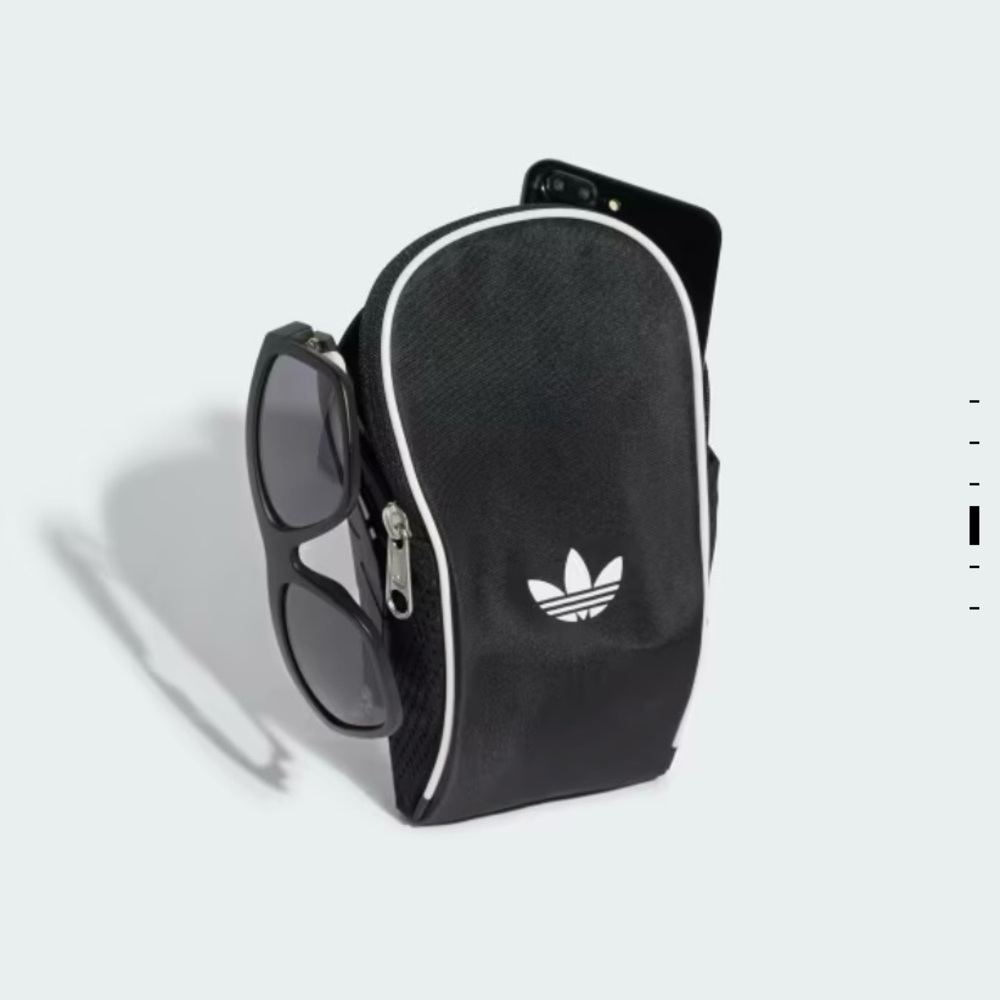Adidas Classic Black Belt Bag with White Trim